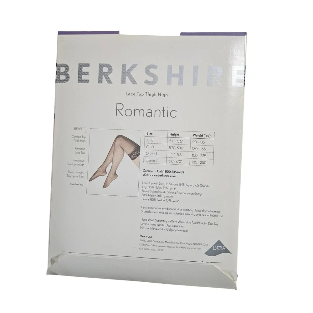 Berkshire Romantic Thigh High Stockings A-B Ivory Lace Top Sheer Lycra 1363 NWT